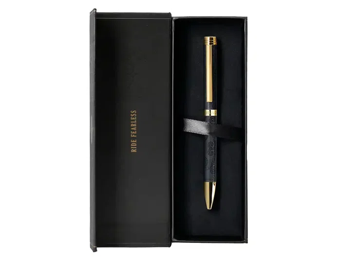 Belius Wild West Bolígrafo Aluminio Negro Dorado Tinta Azul Caja Diseño