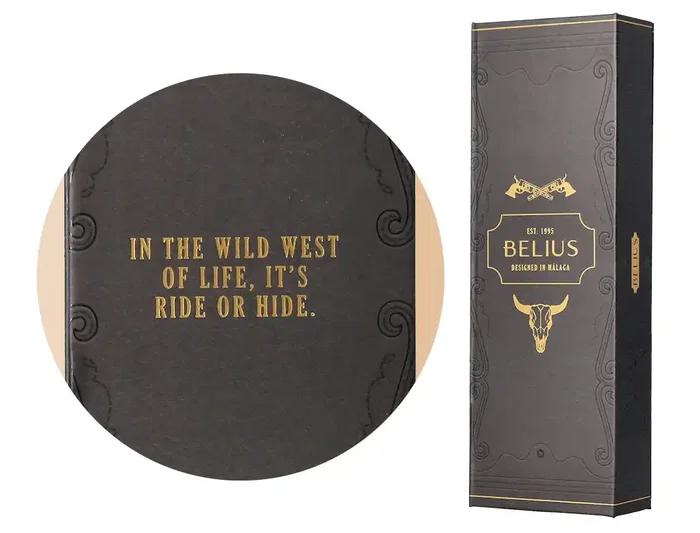 Belius Wild West Bolígrafo Aluminio Negro Dorado Tinta Azul Caja Diseño