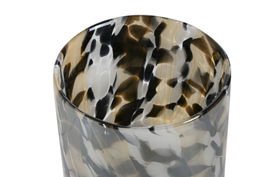 DKD Home Decor Portavelas Negro Crema Cristal 12 x 12 x 11.5 cm