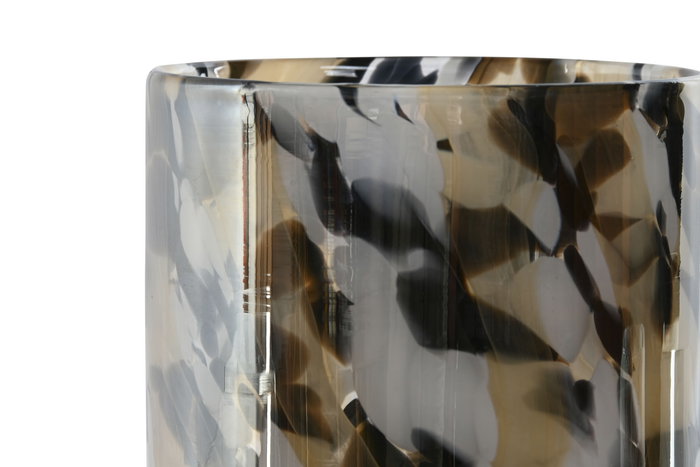 DKD Home Decor Portavelas Negro Crema Cristal 12 x 12 x 11.5 cm