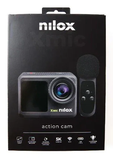 Nilox NXACXMIC Cámara Deportiva de Acción 4K Ultra HD 8 MP con Estabilizador EIS, Pantalla LCD 2", 56.2 g Ultraligera
