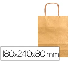 Q-connect Bolsa Papel Kraft Oro XS con Asa Retorcida 180x240x80 mm (Paquete 25 Unidades)