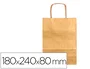 Q-connect Bolsa Papel Kraft Oro XS con Asa Retorcida 180x240x80 mm (Paquete 25 Unidades)