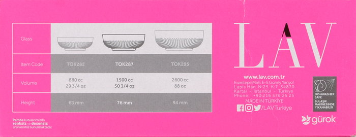 Lav Ensaladera "Tokyo", Colección Tokyo, 1500 ml, 20.5 cm de Ancho x 8.1 cm de Alto x 20.4 cm de Largo (6 Unidades)