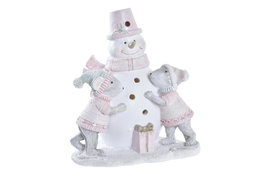DKD Home Decor Figura de Resina con LED Rosa