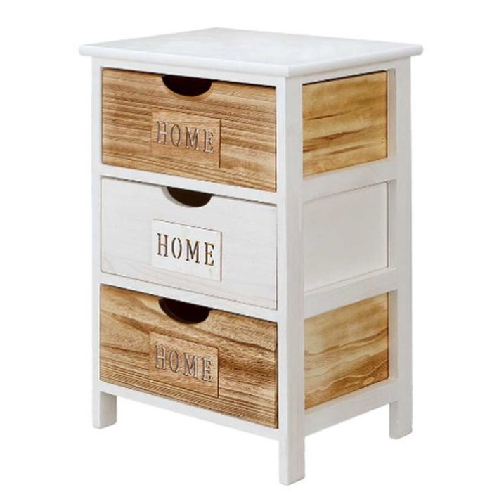 Giftdecor Mueble de 3 Cajones Blanco y Madera