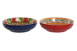DKD Home Decor Platos de Gres Mandala Multicolor Surtido de 2 Diseños (Pack de 4) inevitablemente diseñado para su uso diario con estilo moderno y folk.