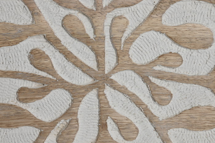 DKD Home Decor Decoración de Pared Indio Blanco Natural Mango Floral 2.5 x 60 x 60 cm Set de 4