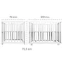 Roba Parque infantil plegable ROB4005317315423 - 75 x 100 cm - Altura regulable - Ruedas - Madera / Blanco