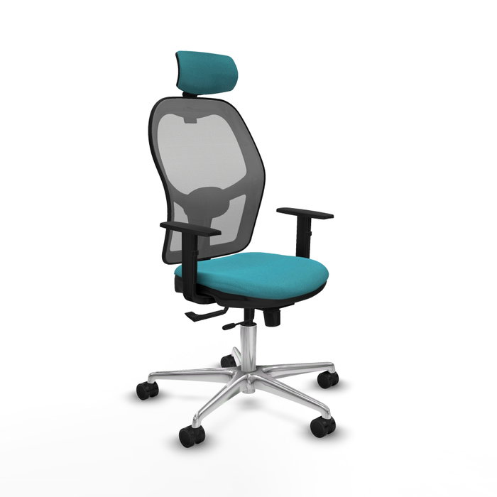 PIQUERAS Y CRESPO Silla de oficina Jorquera con mecanismo Sincro/Traslack, Tela Turquesa y Malla Gris PIQUERAS Y CRESPO Silla de oficina Jorquera con mecanismo Sincro/Traslack, Tela Turquesa y Malla Gris
