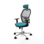 PIQUERAS Y CRESPO Silla de oficina Jorquera con mecanismo Sincro/Traslack, Tela Turquesa y Malla Gris