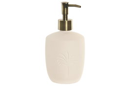 DKD Home Decor Dosificador de Cerámica Tropical Palm Blanco y Dorado