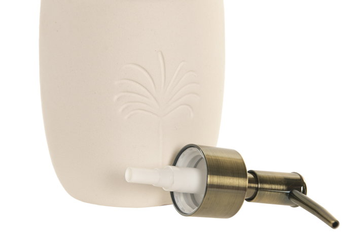 DKD Home Decor Dosificador de Cerámica Tropical Palm Blanco y Dorado