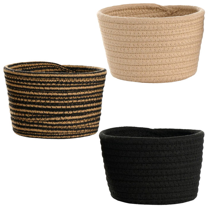 Day Cesta Redonda de Cuerda de Poliéster y Polipropileno, 16 cm x 10 cm, Surtido en Arena/Negro/Mezcla