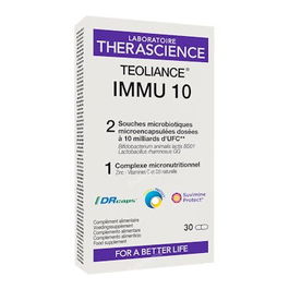 THERASCIENCE Teoliance Immu10 30 Cápsulas Probióticos LGG y BB12, Zinc, Vitamina C y D3 para el Sistema Inmunitario