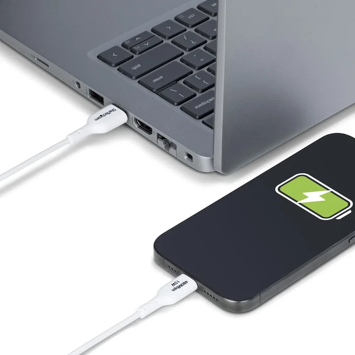 StarTech.com Cable USB-A a USB-C 3m USB2AC3MNCWHE, Carga Rápida 3A 15W USB 2.0, Color Blanco, Compatible con iPhone 15, Samsung Galaxy, iPad Pro, MacBook