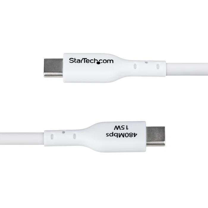 StarTech.com Cable USB-A a USB-C 3m USB2AC3MNCWHE, Carga Rápida 3A 15W USB 2.0, Color Blanco, Compatible con iPhone 15, Samsung Galaxy, iPad Pro, MacBook