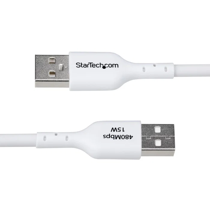 StarTech.com Cable USB-A a USB-C 3m USB2AC3MNCWHE, Carga Rápida 3A 15W USB 2.0, Color Blanco, Compatible con iPhone 15, Samsung Galaxy, iPad Pro, MacBook