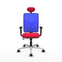 PIQUERAS Y CRESPO Silla de oficina Motilla con mecanismo Sincro/Traslack, Rojo y Azul