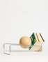 Hanah Home Toke - Soporte de libros de metal plateado con bola de tilo, 16.5 cm x 18 cm x 49 cm