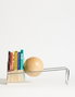 Hanah Home Toke - Soporte de libros de metal plateado con bola de tilo, 16.5 cm x 18 cm x 49 cm