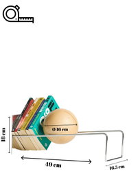 Hanah Home Toke - Soporte de libros de metal plateado con bola de tilo, 16.5 cm x 18 cm x 49 cm