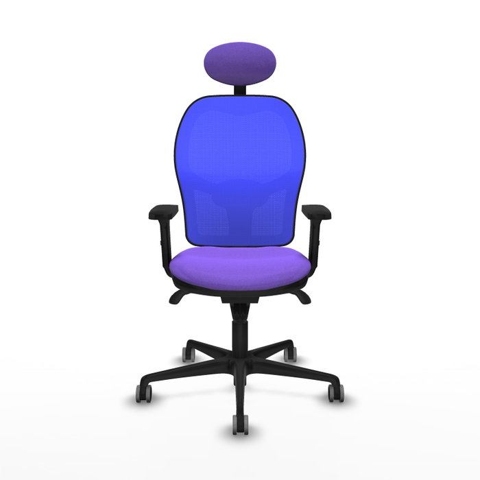 PIQUERAS Y CRESPO Silla de oficina Jorquera con mecanismo Sincro, tela lila y malla azul PIQUERAS Y CRESPO Silla de oficina Jorquera con mecanismo Sincro, tela lila y malla azul