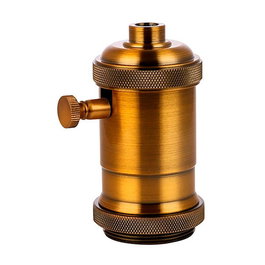 F-Line Portalámparas Regulador Vintage con Interruptor, Casquillo E27, 150W 250V~, Latón Envejecido, 50 x 93 mm