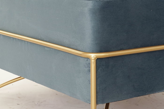 DKD Home Decor Descalzadora de Terciopelo Azul y Dorado DKD Home Decor Descalzadora de Terciopelo Azul y Dorado