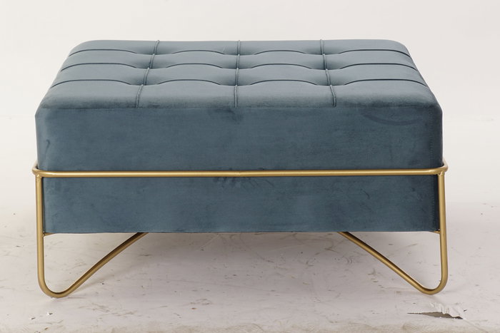 DKD Home Decor Descalzadora de Terciopelo Azul y Dorado DKD Home Decor Descalzadora de Terciopelo Azul y Dorado