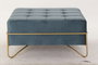 DKD Home Decor Descalzadora de Terciopelo Azul y Dorado