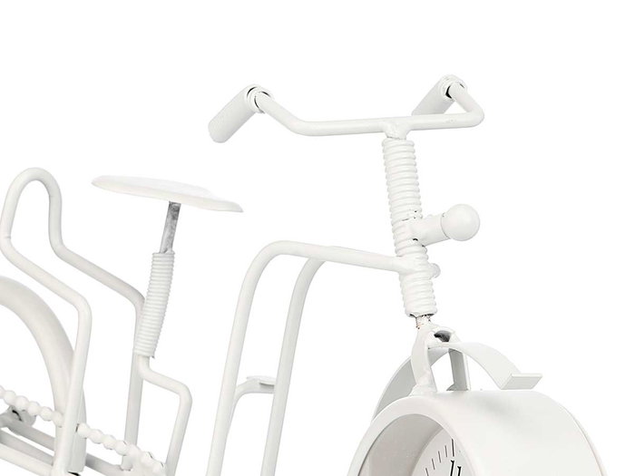 GIFTDECOR Reloj de Forja con Diseño de Bicicleta en Color Blanco, 21 cm de Alto (Set de 4)