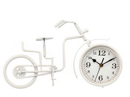 GIFTDECOR Reloj de Forja con Diseño de Bicicleta en Color Blanco, 21 cm de Alto (Set de 4)
