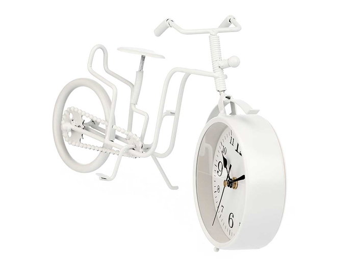 GIFTDECOR Reloj de Forja con Diseño de Bicicleta en Color Blanco, 21 cm de Alto (Set de 4)