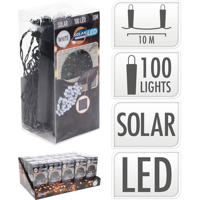 Basics Guirnalda solar LED blanco frío 100 leds 10 m Basics Guirnalda solar LED blanco frío 100 leds 10 m