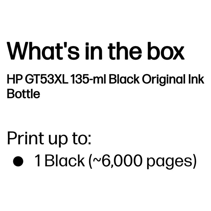 HP GT53 Botella de Tinta Original Negra 135ml