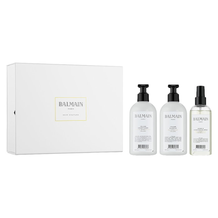 Set Balmain: Volume, Hair Shampoo, Hydrating, 300 ml + Volume, Hair Conditioner, Moisturizing, 300 ml + Volume, Hair Spray Treatment, Conditioning, 200 ml + Balmain, Scalp Brush
