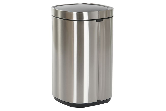 DKD Home Decor Papelera Plateado Acero Inoxidable y Polipropileno 30 x 51 x 30 cm con Tapa Táctil 30L