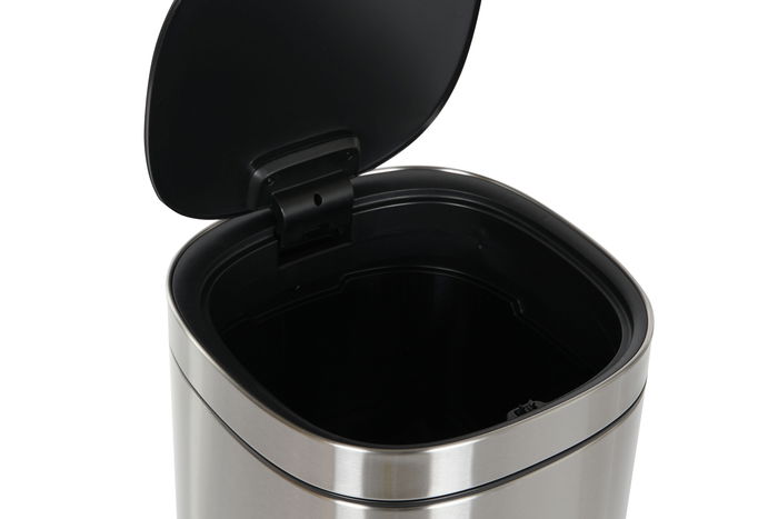 DKD Home Decor Papelera Plateado Acero Inoxidable y Polipropileno 30 x 51 x 30 cm con Tapa Táctil 30L