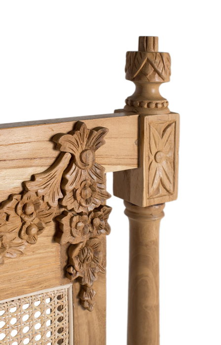 GINER Y COLOMER - Cabecero de Madera Maciza de Teca con Panel de Rejilla Trenzada, Diseño Clásico con Tallados, 174 cm de Ancho GINER Y COLOMER - Cabecero de Madera Maciza de Teca con Panel de Rejilla Trenzada, Diseño Clásico con Tallados, 174 cm de Ancho