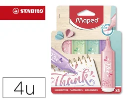 Maped Rotulador Fluorescente Pastel Flex Blister 4 unidades Colores Surtidos - Trazo 1/5 mm