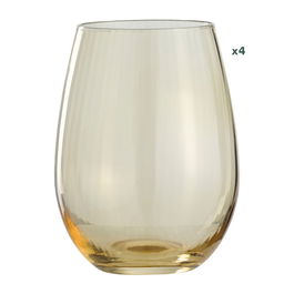 Day Juego de 4 Vasos de Vidrio 350 ml con Superficie a Rayas, Colores Surtidos (Amarillo Arena, Arena Natural, Verde Musgo)