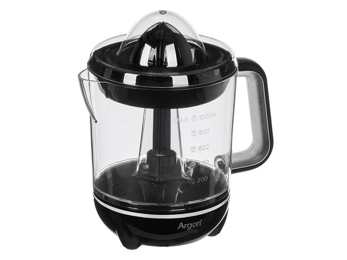 Argon Exprimidor Electrónico con Asa Redondo, Color Negro, Capacidad 1 Litro, Potencia 40W, Dimensiones 20x22.5x14.5 cm (Set de 6)