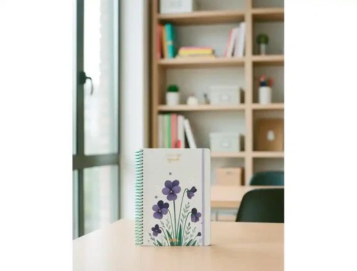 Liderpapel Agenda Escolar 2026-2027 Fantasy Flowers A6+ Semana Vista, Espiral, Papel FSC 80g, Bilingüe, Blanca