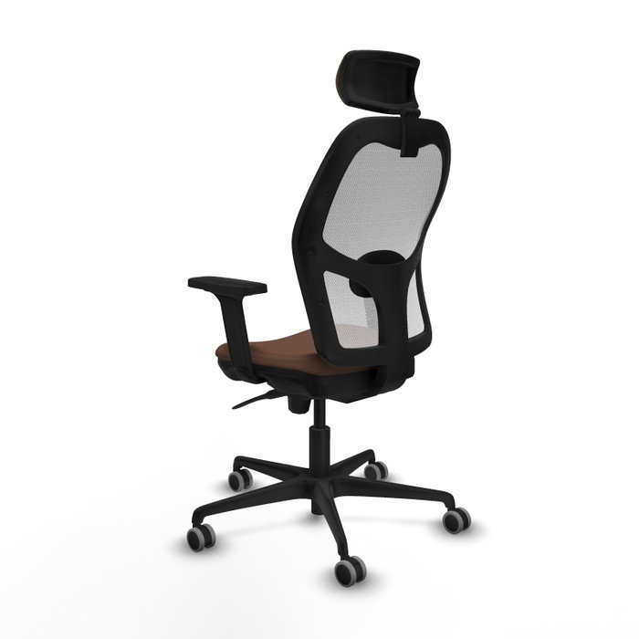 PIQUERAS Y CRESPO Silla de oficina Jorquera con mecanismo Sincro, tela marrón y malla blanca PIQUERAS Y CRESPO Silla de oficina Jorquera con mecanismo Sincro, tela marrón y malla blanca