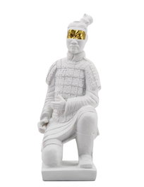 DKD Home Decor Figura de Guerrero Blanco y Dorado en Resina
