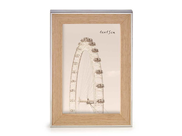 Giftdecor Portafoto de Plata y Madera para Foto 10x15 cm con Marco de Vidrio (Set de 24)