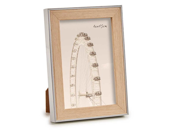 Giftdecor Portafoto de Plata y Madera para Foto 10x15 cm con Marco de Vidrio (Set de 24)