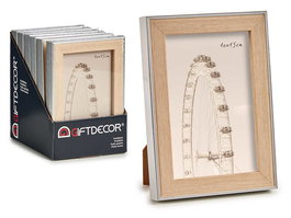Giftdecor Portafoto de Plata y Madera para Foto 10x15 cm con Marco de Vidrio (Set de 24)