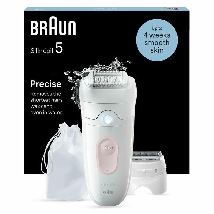 Braun Silk-epil 5 Depiladora Eléctrica con 3 Cabezales para Mujer - Sistema de Depilación por Torsión 5 en 1, Tecnología SensoSmart, IPL, Pantalla LED, Resistente al Agua